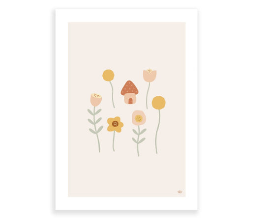 Mushroom House - Wall Print by Lagom Design Studio