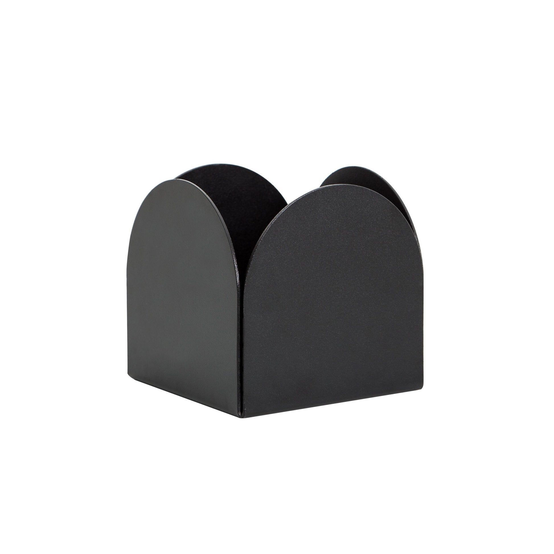 A black foldable arch pot made of aluminum, with a smooth finish and no visible branding.