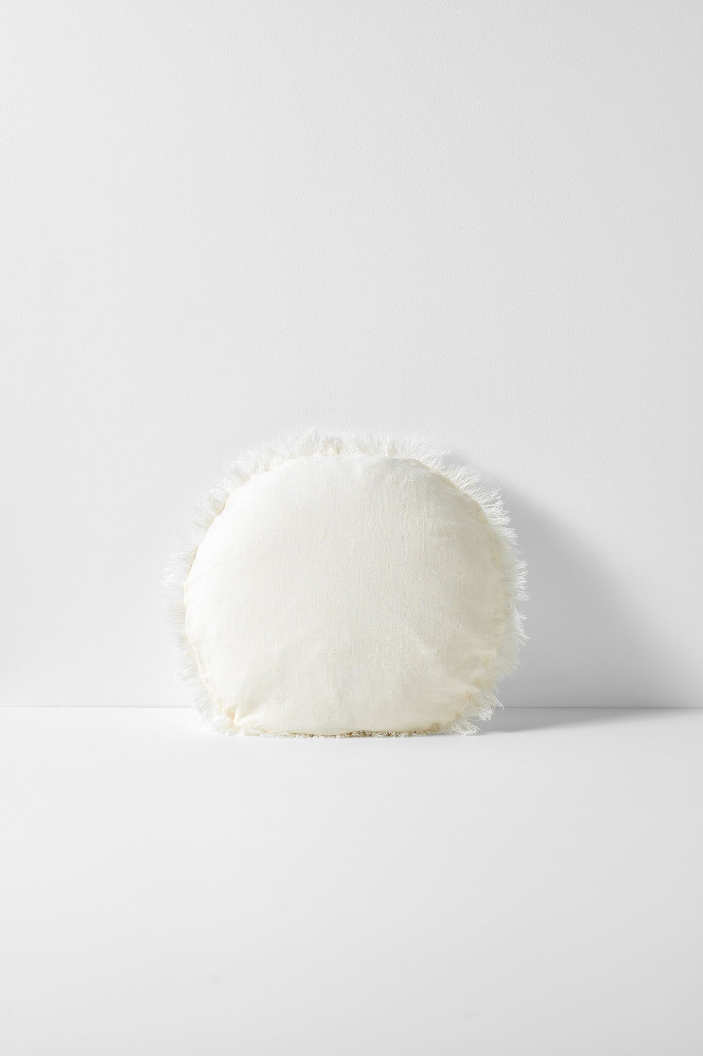 Vintage Linen Fringe Round Cushion - Smoke by Aura Home