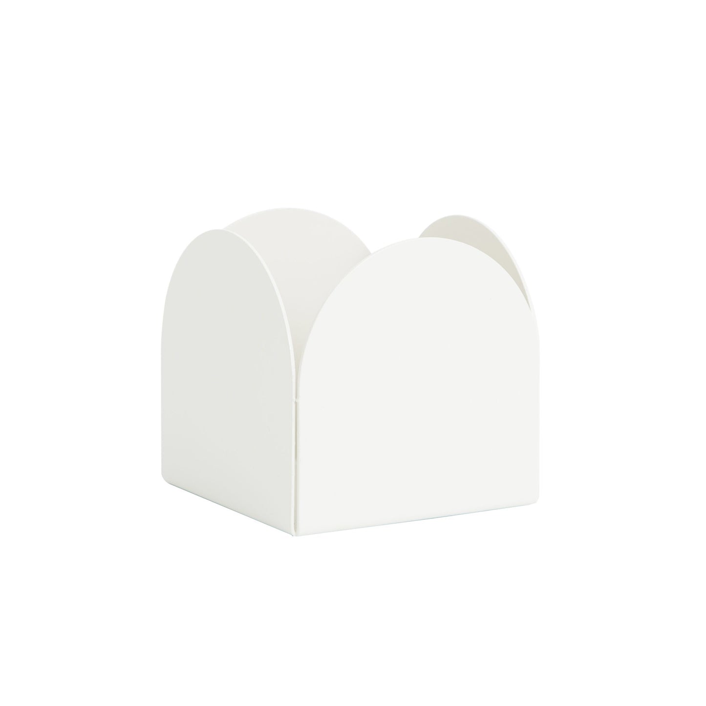 A white foldable arch pot made of aluminum, with a smooth finish and no visible branding.