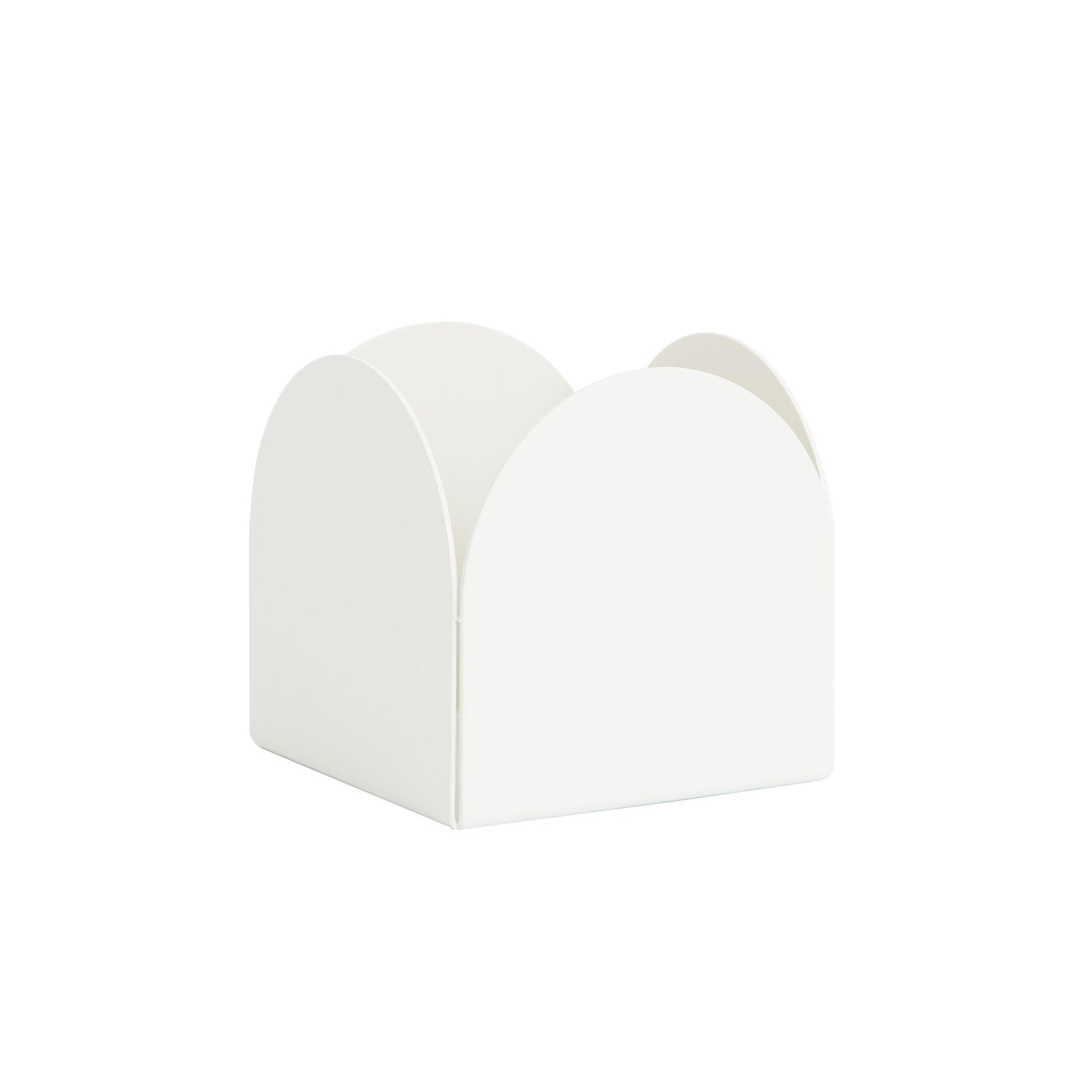A white foldable arch pot made of aluminum, with a smooth finish and no visible branding.
