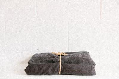 French Linen Fitted Sheet Charcoal