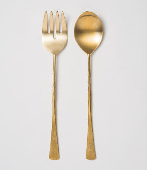 Hand Forged Salad Servers - Brass