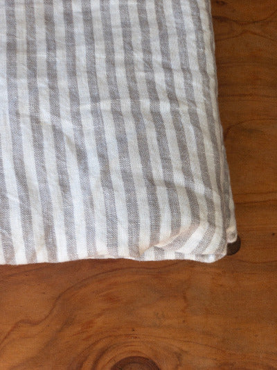 French Linen Flat Sheet Grey Stripe