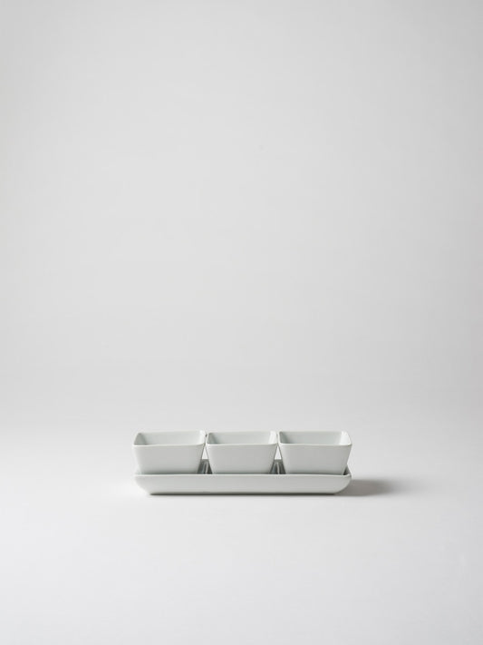 Porcelain Three Dip Dishes on Tray by Citta Design