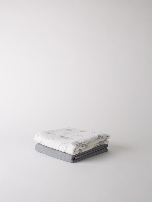 Organic Cotton Muslin Wrap 2 pack Sea Creatures by Citta Design